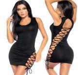 Vestido Tiras Entrelazadas Negro SM